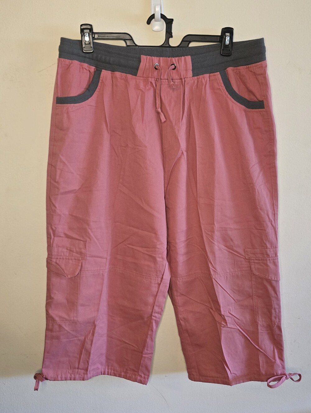 Pink Cargo Capri Pants Women’s Size 3XL Plus Size Drawstring Stretch Casual